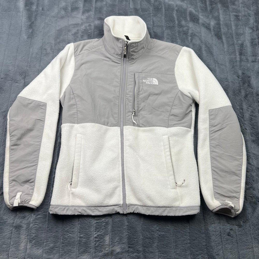 The North Face Womens Denali Polartec Fleece Jacket White Grey Small 14130